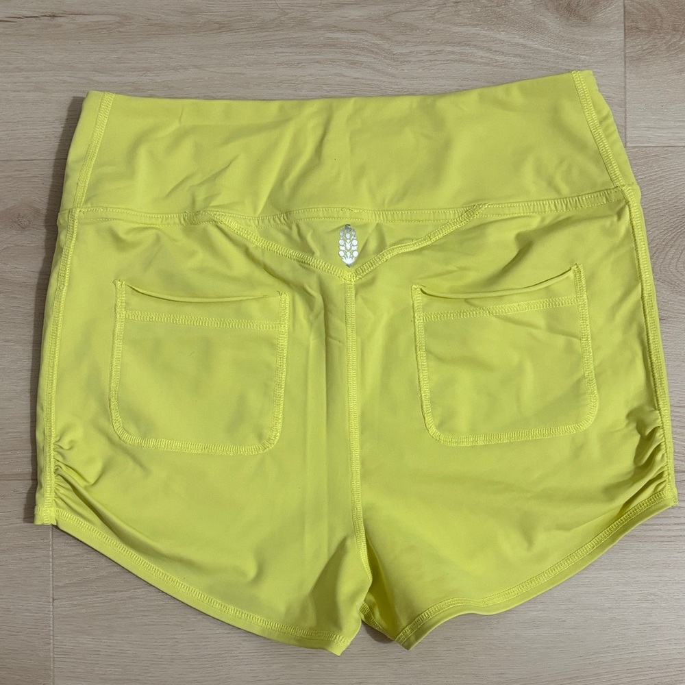 FP Movement by Free People Bright Yellow Athletic Shorts high waist running
